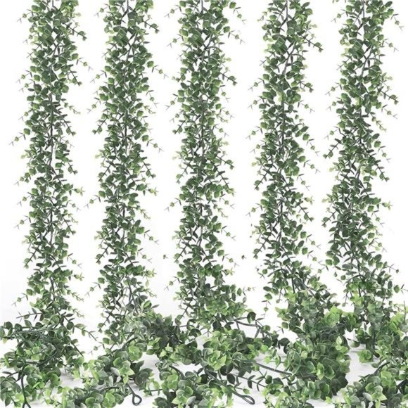 Eucalyptus Garland, 5pcs 30ft Greenery Garlands Fake Vines,Artificial Eucalyptus - Picture 1 of 7